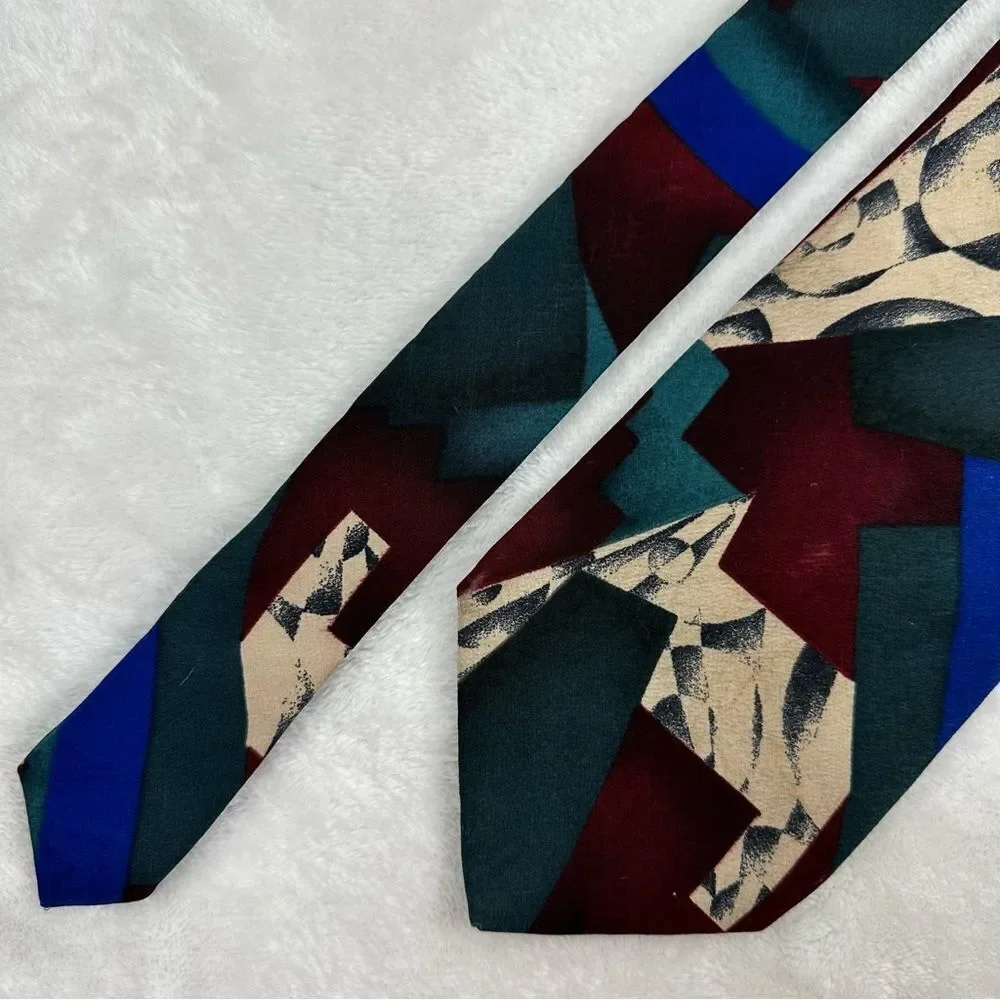 ‎Isaac Zelcer vintage abstract print silk tie